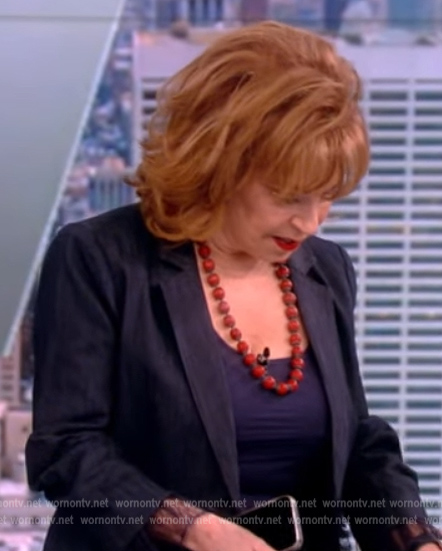 Joy’s blue denim lace trim blazer on The View