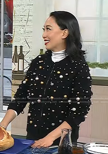 Judy Joo’s pearl embellished cardigan on Today