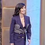 Julia Haart's navy contrast panelled blazer on Tamron Hall Show