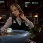 Kate’s gingham blouse and plaid pants on Days of our Lives