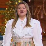 Kelly’s patchwork mini skirt on The Kelly Clarkson Show