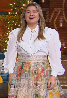 Kelly’s patchwork mini skirt on The Kelly Clarkson Show