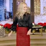 Kelly’s red metallic tweed skirt on Live with Kelly and Ryan