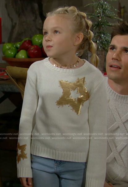 Kelly's sequin star sweater on The Bold and the Beautiful