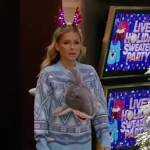 Kelly’s blue 3d shark Christmas sweater on Live with Kelly and Ryan