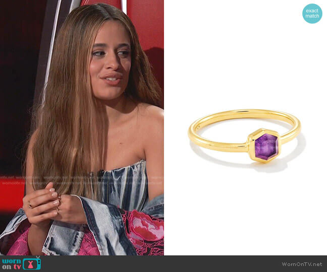 Kendra Scott Davie 18k Gold Vermeil Band Ring in Amethyst worn by Camila Cabello on The Voice