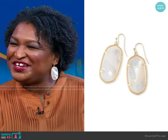 Kendra Scott Elle Filigree Drop Earrings worn by Stacey Abrams on Good Morning America