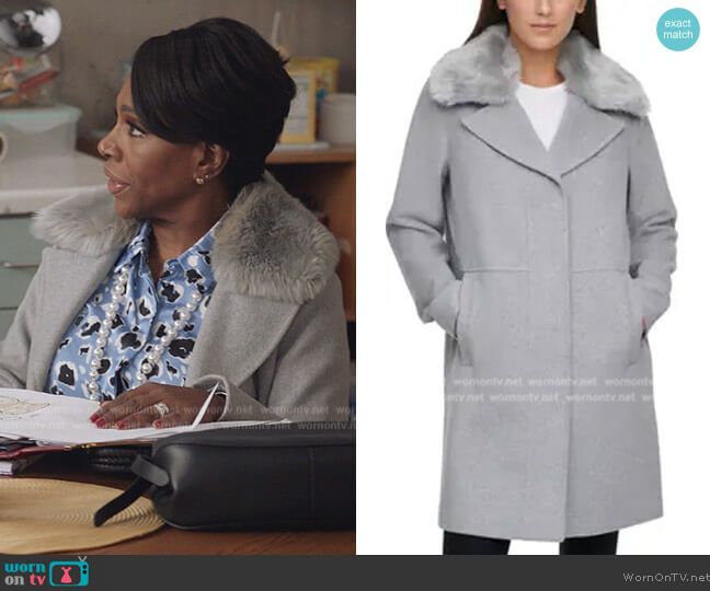 Kenneth Cole Wool Blend Coat with Removable Faux Fur Collar worn by Barbara Howard (Sheryl Lee Ralph) on Abbott Elementary