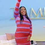 Keshia Knight’s red and purple metallic dress on Tamron Hall Show