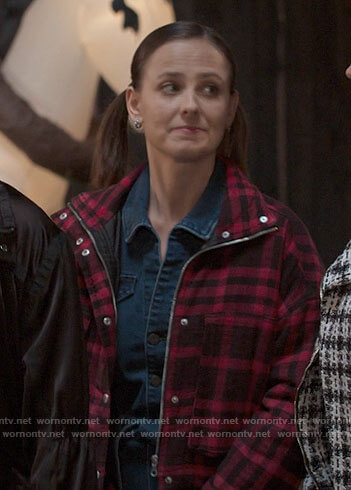 Kimberly's red plaid jacket on The Sex Lives of College Girls