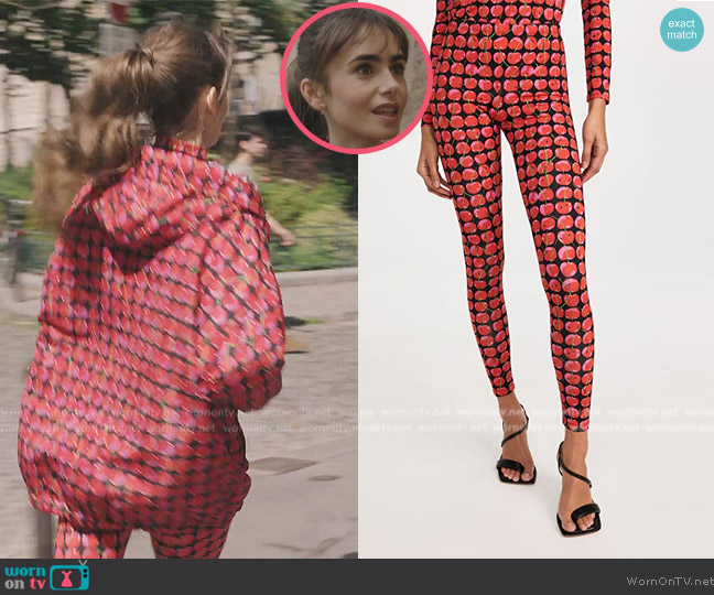 LA Double J Printed Leggings worn by Emily Cooper (Lily Collins) on Emily in Paris