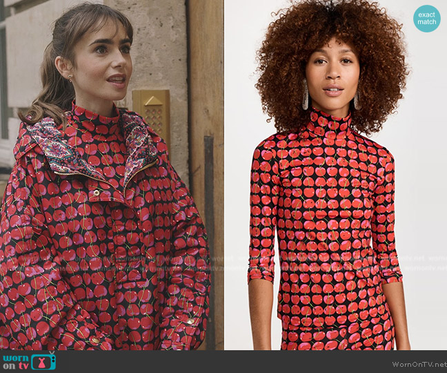 LA Double J Cherry Turtleneck worn by Emily Cooper (Lily Collins) on Emily in Paris
