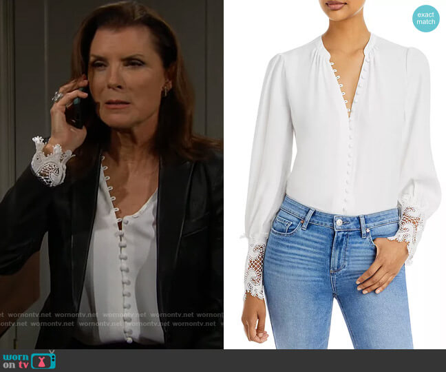 L'Agence Ava Lace Cuff Blouse worn by Sheila Carter (Kimberlin Brown) on The Bold and the Beautiful