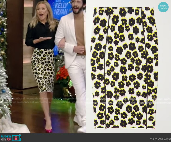 Lanvin Jacquard midi skirt worn by Kelly Ripa on Live with Kelly and Ryan