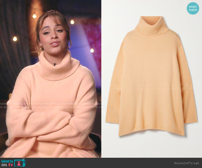 Lapointe Oversize Turtleneck Cape Sweater worn by Camila Cabello on The Voice