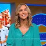 Lara’s green tie neck blouse on Good Morning America