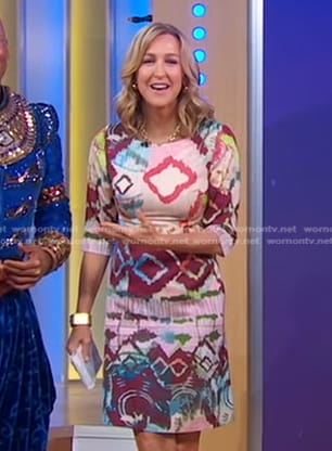 Lara's multicolor printed dress on Good Morning America