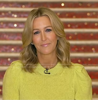 Lara’s yellow puff sleeve sweater on Good Morning America