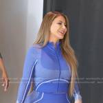 Larsa’s blue cropped jacket and biker shorts on The Real Housewives of Miami