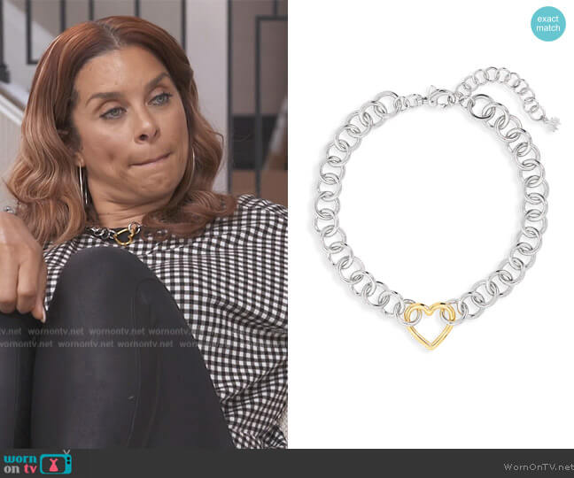 Lele Sadoughi Sweetheart 14K Goldplated & Silvertone Chunky Chain Necklace worn by Robyn Dixon on The Real Housewives of Potomac
