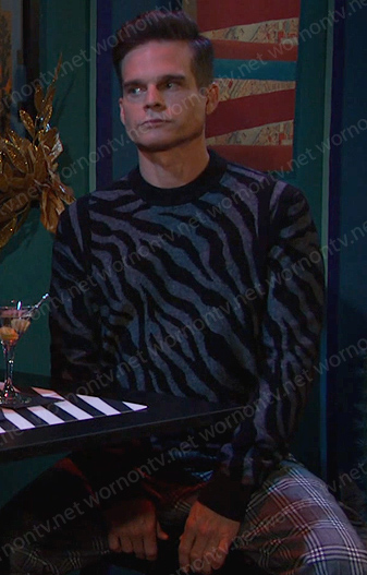 Leo’s grey zebra print sweater on Days of our Lives