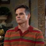 Leo’s multicolor striped polo shirt on Days of our Lives