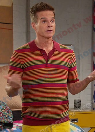 Leo's multicolor striped polo shirt on Days of our Lives