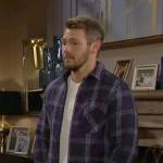 Liam’s blue checked shirt on The Bold and the Beautiful