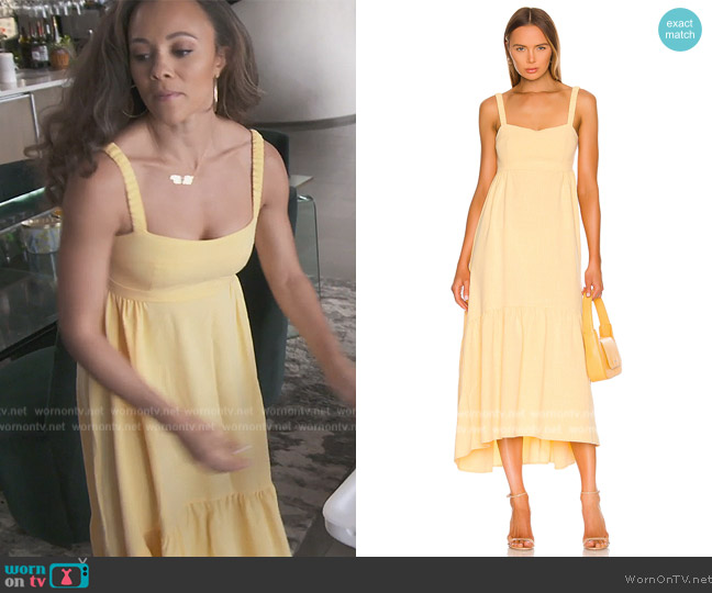 Line and Dot Sunny Midi Dress worn by Ashley Darby on The Real Housewives of Potomac