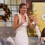 Lisette Olivera’s off white ruffle midi dress on The Kelly Clarkson Show