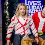 Kelly’s red tinsel christmas sweater on Live with Kelly and Ryan