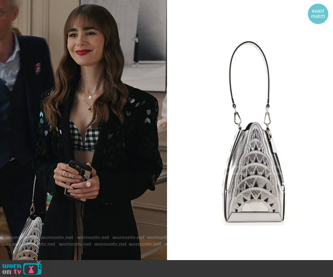 Louis Vuitton Buildings Minaudiere worn by Emily Cooper (Lily Collins) on Emily in Paris