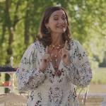 Louise’s white floral embroidered dress on Emily in Paris