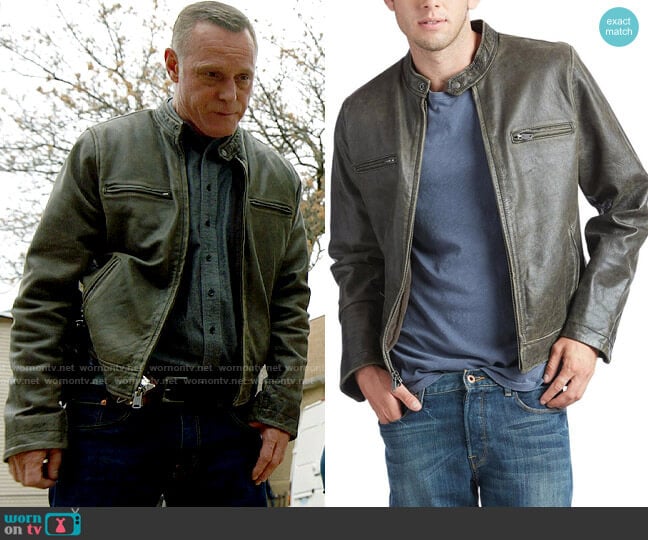 Lucky Brand Washed Leather Bonneville Jacket worn by Hank Voight (Jason Beghe) on Chicago PD