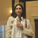 Luna’s white embroidered pom pom cardigan on Gossip Girl