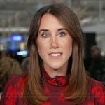 Maggie Vespa's red floral mock neck top on Today