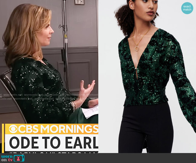 Maje Liletie Top worn by Natalie Morales on CBS Mornings