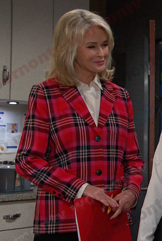 Marlena's red plaid blazer on Days of our Lives