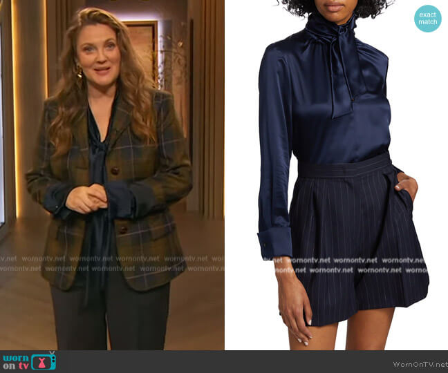 Max Mara Silk Blouse worn by Drew Barrymore on The Drew Barrymore Show