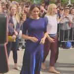 Meghan’s blue pleated skirt on Harry and Meghan