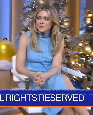 Melissa Roxburgh’s blue lace-up dress on Good Morning America