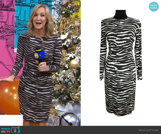 Michael Kors Zebra Dress in Brown worn by Lara Spencer on Good Morning America