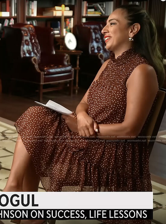 Michelle Miller's brown polka dot dress on CBS Mornings