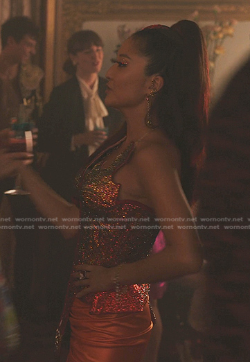 Mindy’s crystal corset on Emily in Paris
