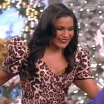 Mindy’s leopard print puff sleeve dress on The View