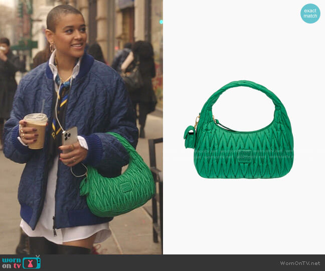 Miu Miu Nylon Matelasse Shoulder Bag worn by Julien Calloway (Jordan Alexander) on Gossip Girl