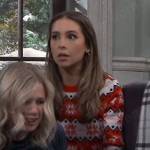 Molly’s red Christmas sweater on General Hospital
