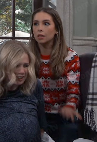 Molly's red Christmas sweater on General Hospital