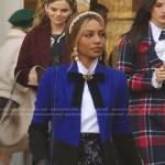 Monet’s blue and black two-tone coat on Gossip Girl