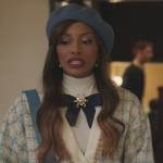 Monet’s blue tweed chain trim cardigan on Gossip Girl